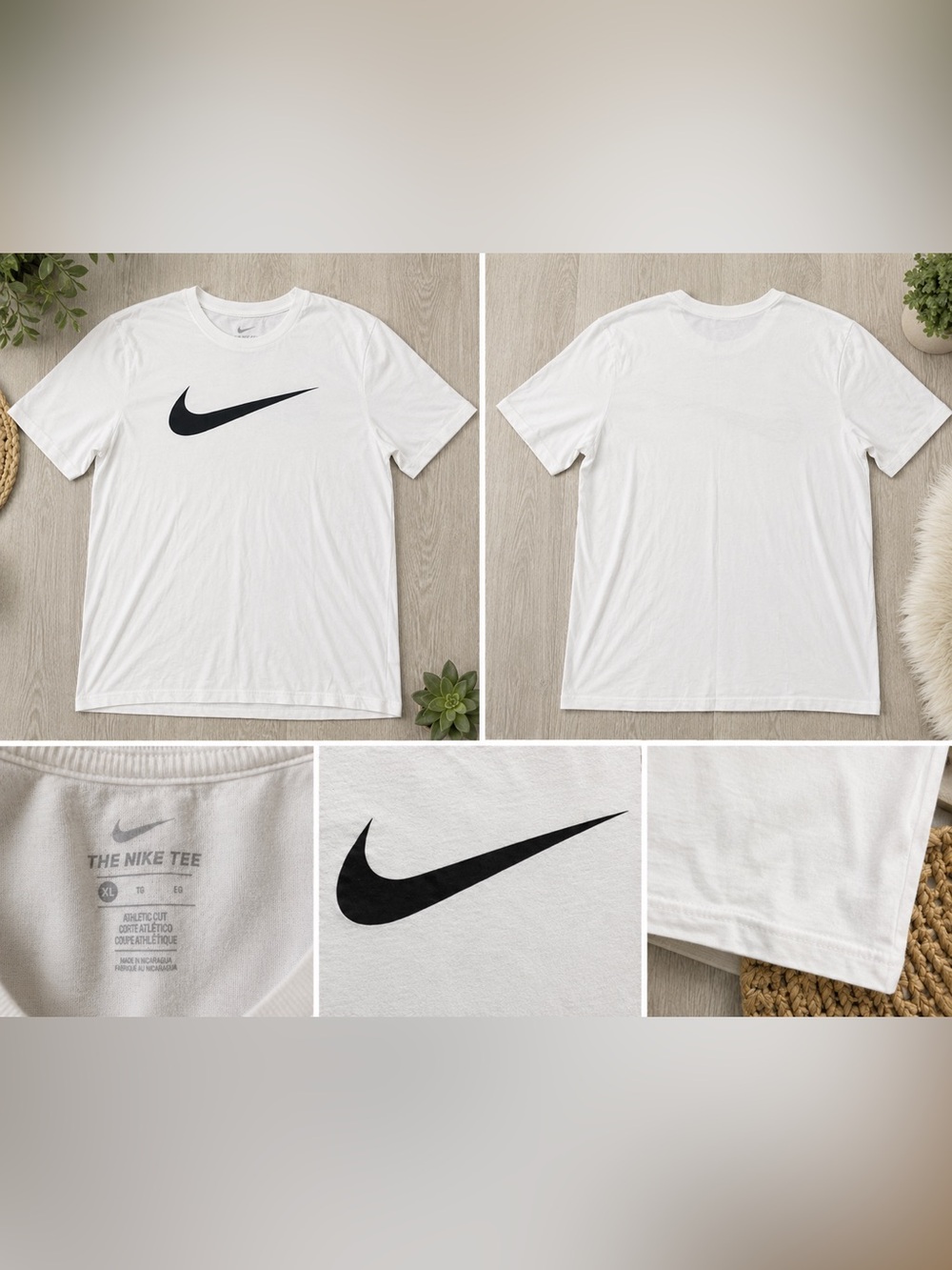 Nike White T-Shirt with Black Swoosh Logo